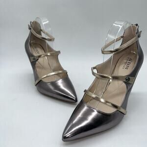 Alfani‎ Step N Flex Heels Womens 10M Dark Pewter Gold Straps Siennahp Pumps NEW